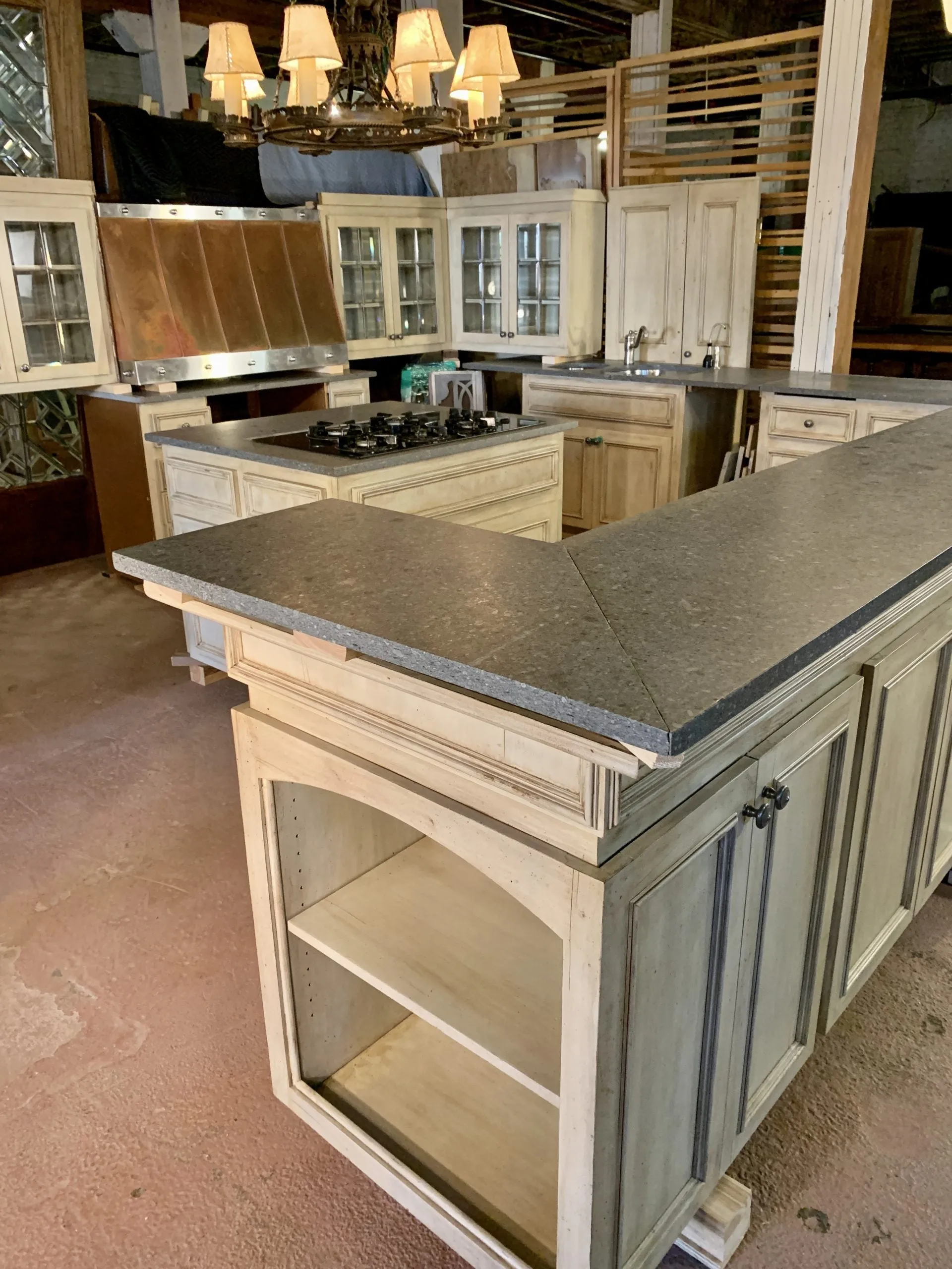 Large Custom Kitchen, Center Island, Bar, Honed Granite Counters