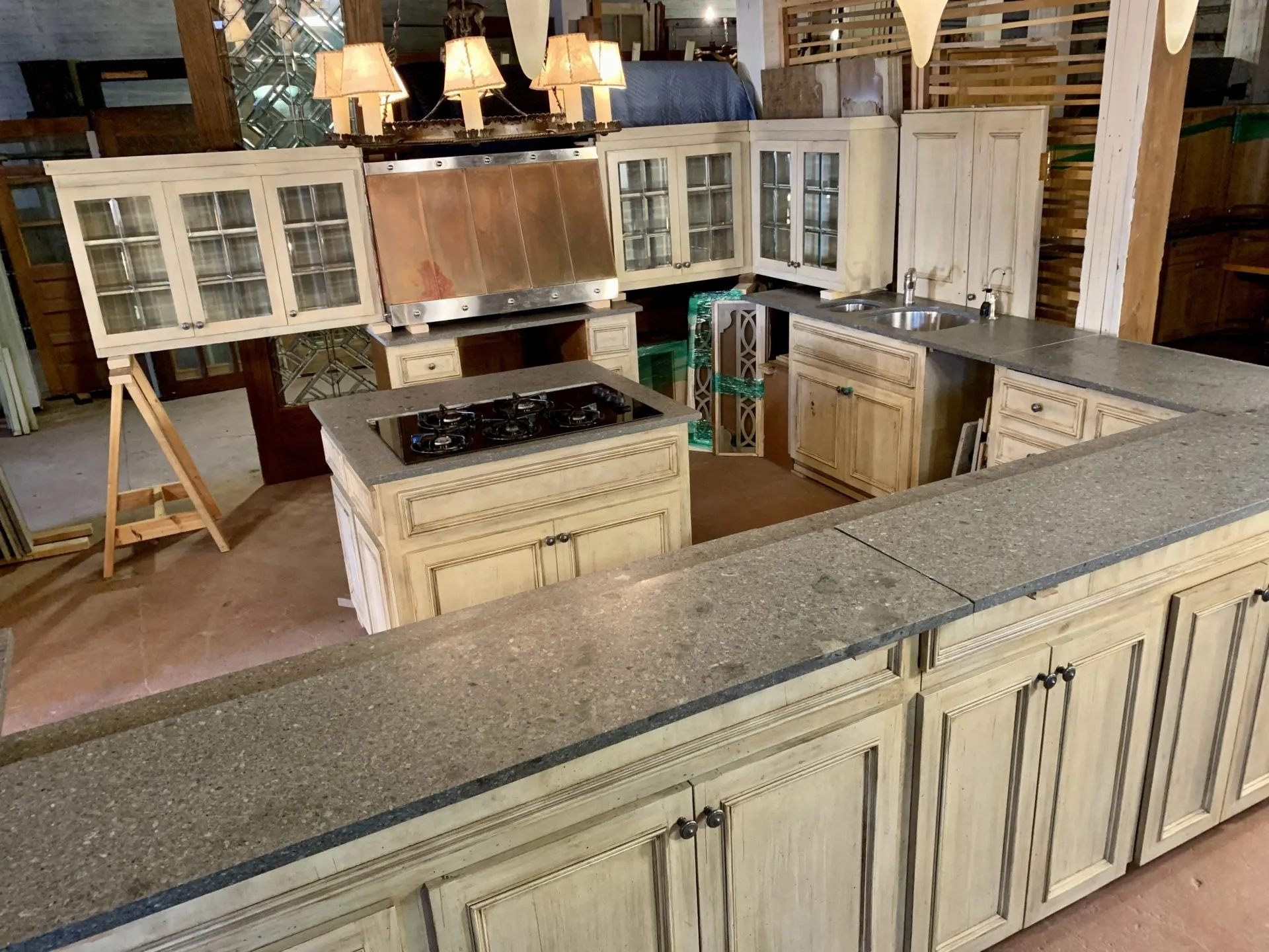 Large Custom Kitchen, Center Island, Bar, Honed Granite Counters
