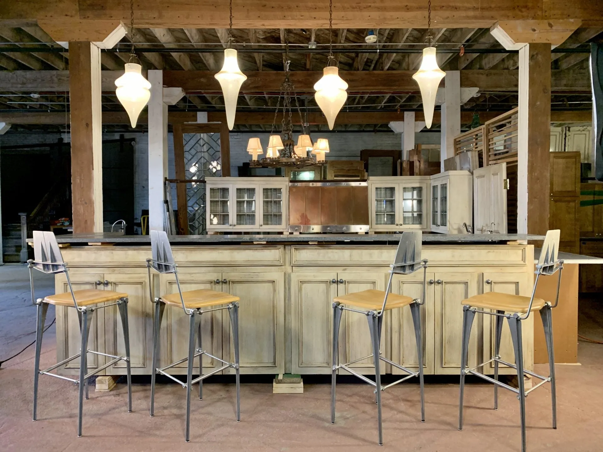 Large Custom Kitchen, Center Island, Bar, Honed Granite Counters
