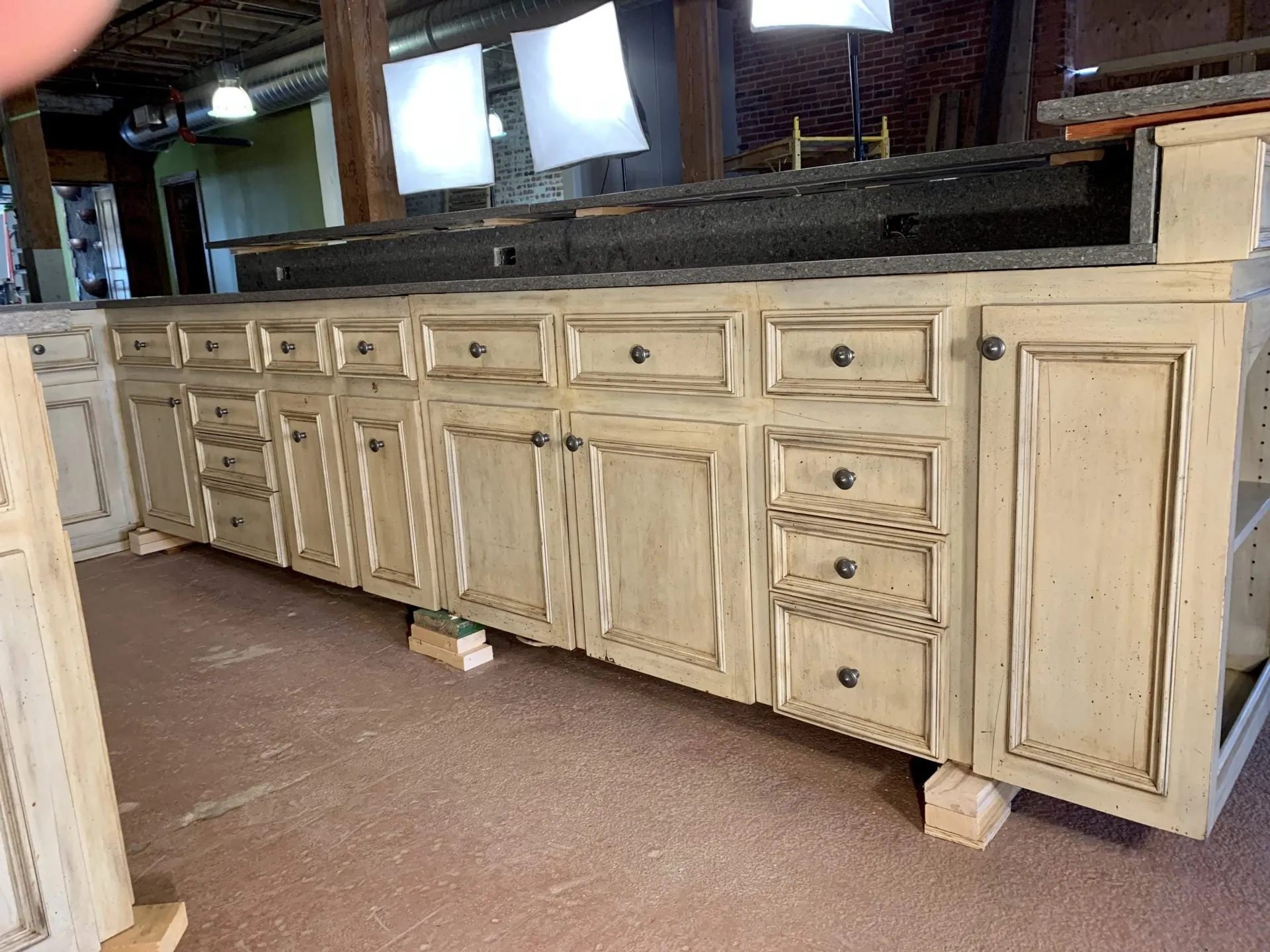 Large Custom Kitchen, Center Island, Bar, Honed Granite Counters
