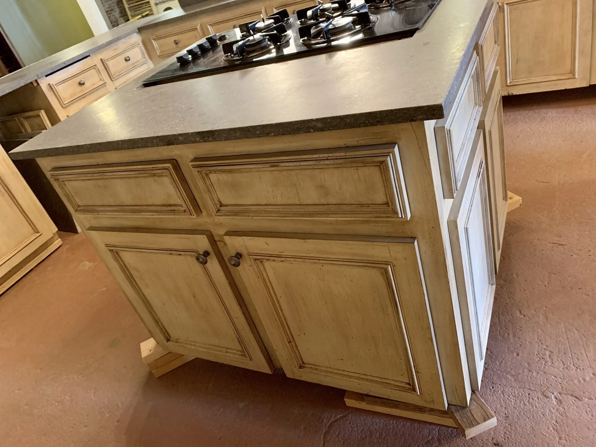 Large Custom Kitchen, Center Island, Bar, Honed Granite Counters