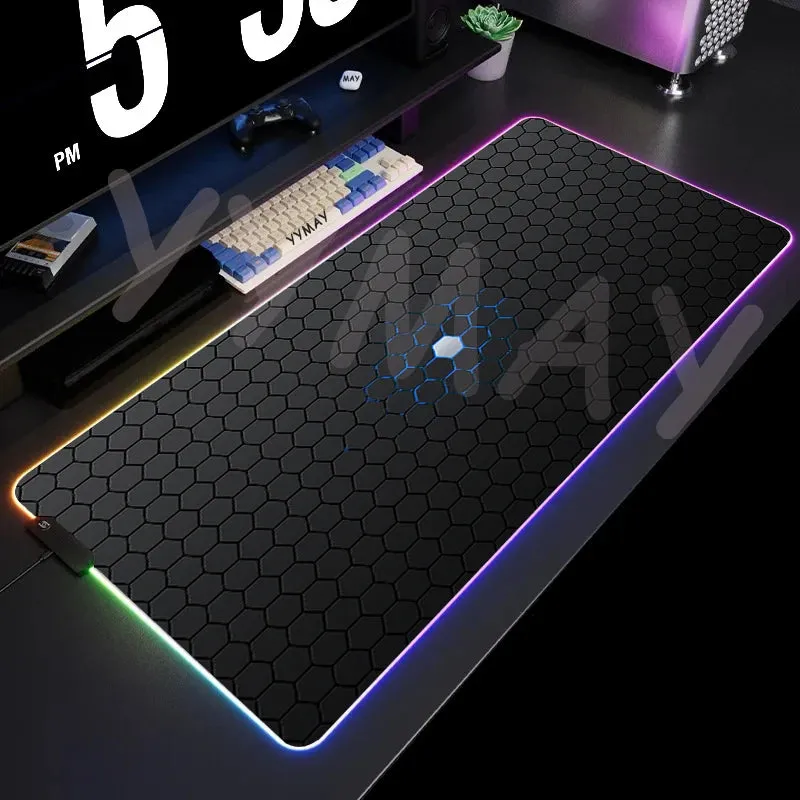 Large RGB Mouse Pad-XXL Geometric Desk Pad-LED Gaming Mouse Pad