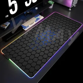 Large RGB Mouse Pad-XXL Geometric Desk Pad-LED Gaming Mouse Pad