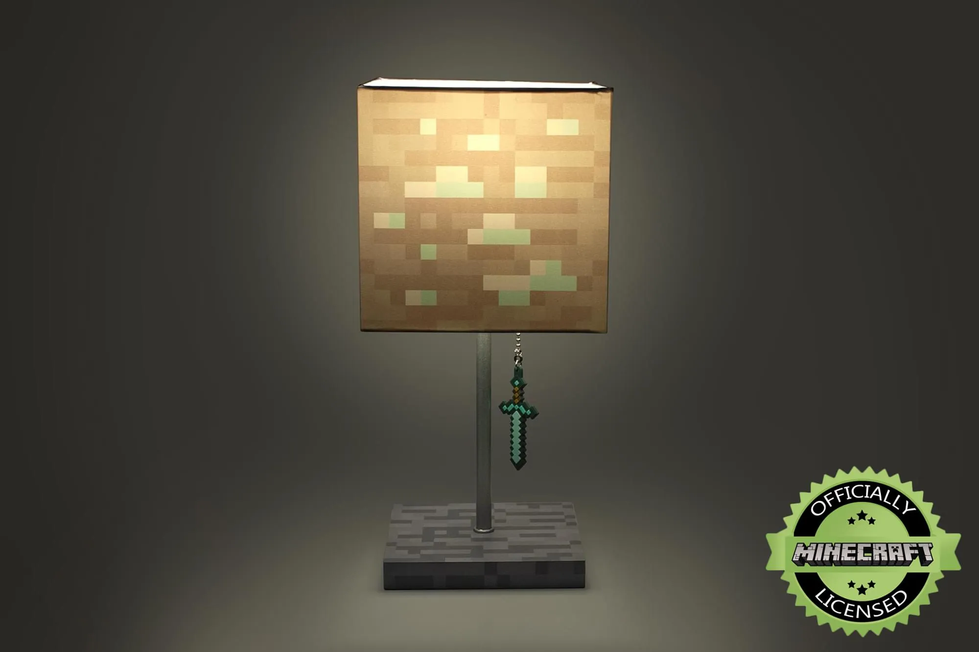 Minecraft Diamond Ore LED Lamp w/ 3D Diamond Sword Pull | 14-Inch Desk Lamp