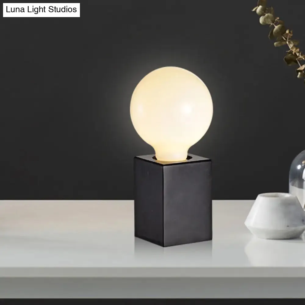 Minimalist Cuboid Small Desk Light with Black/White Finish - Stone Night Table Lamp for Bedside