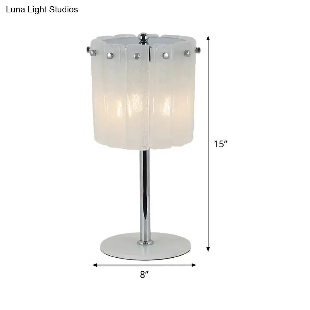 Modern 3-Head Desk Lamp with Chrome Drum Shade and Crystal Bar