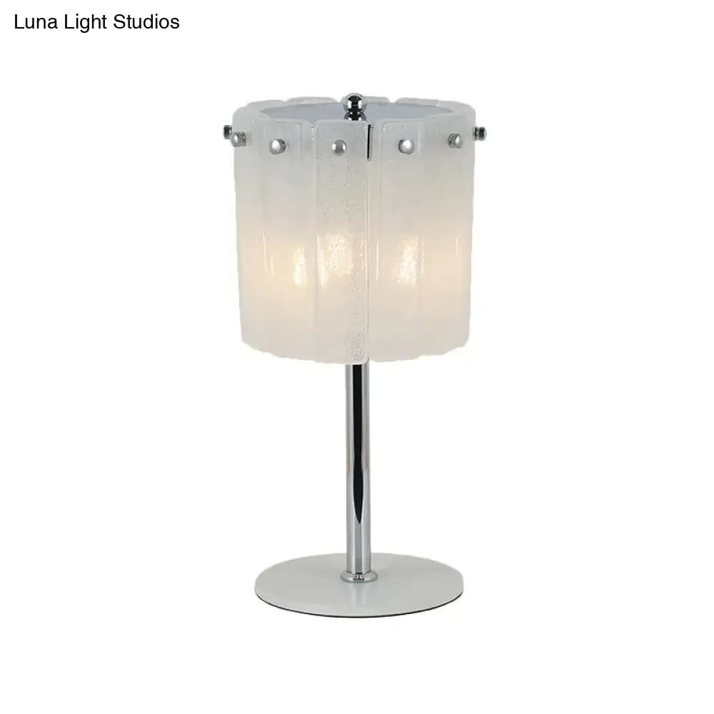 Modern 3-Head Desk Lamp with Chrome Drum Shade and Crystal Bar