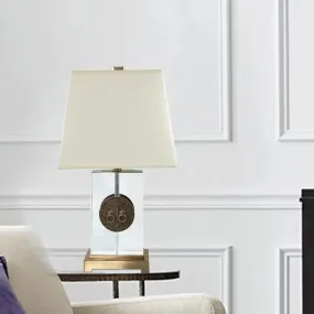 Modern Gold Crystal Desk Lamp with Rectangular Fabric Shade - 1 Bulb Night Table Light