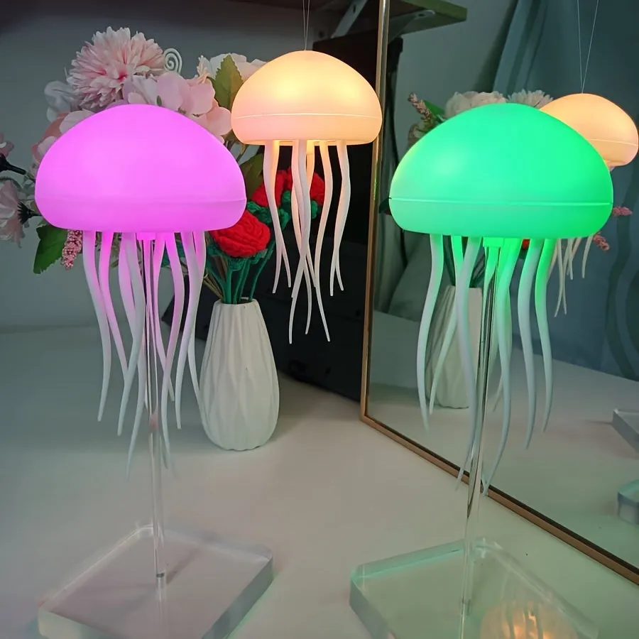 Modern Jellyfish Desk Lamps, USB Powered Adjustable Color Changing LED Night Light
