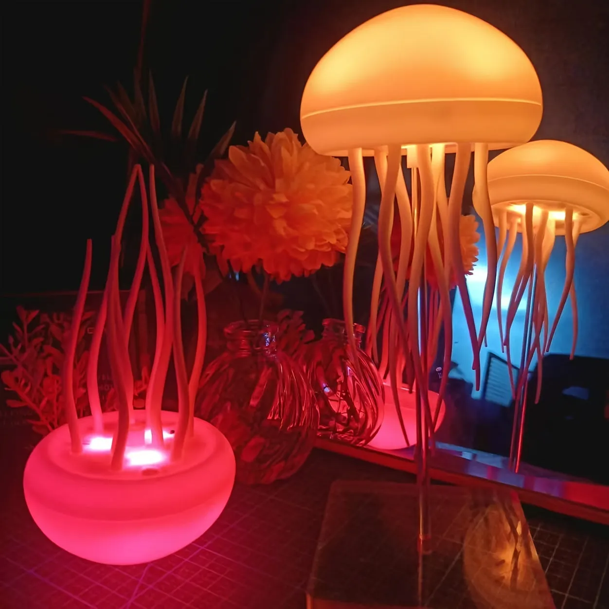 Modern Jellyfish Desk Lamps, USB Powered Adjustable Color Changing LED Night Light