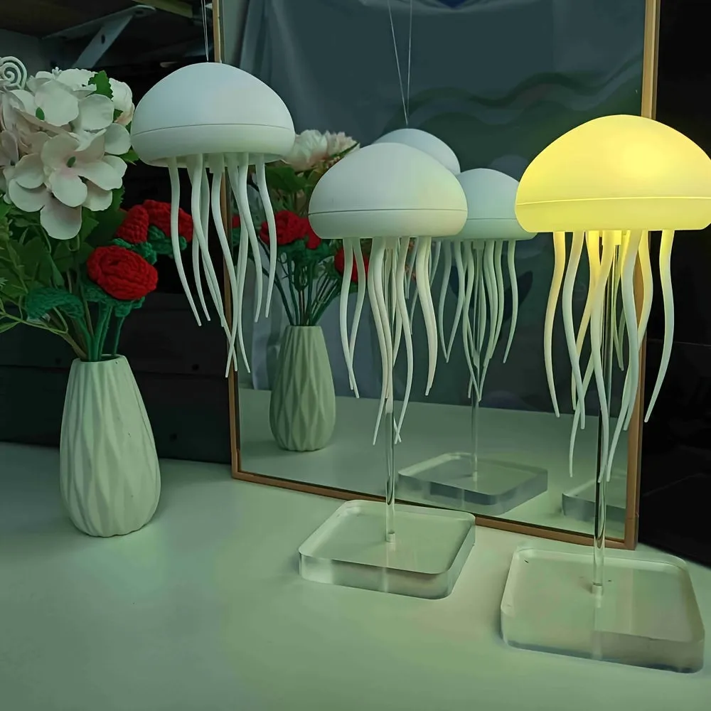 Modern Jellyfish Desk Lamps, USB Powered Adjustable Color Changing LED Night Light