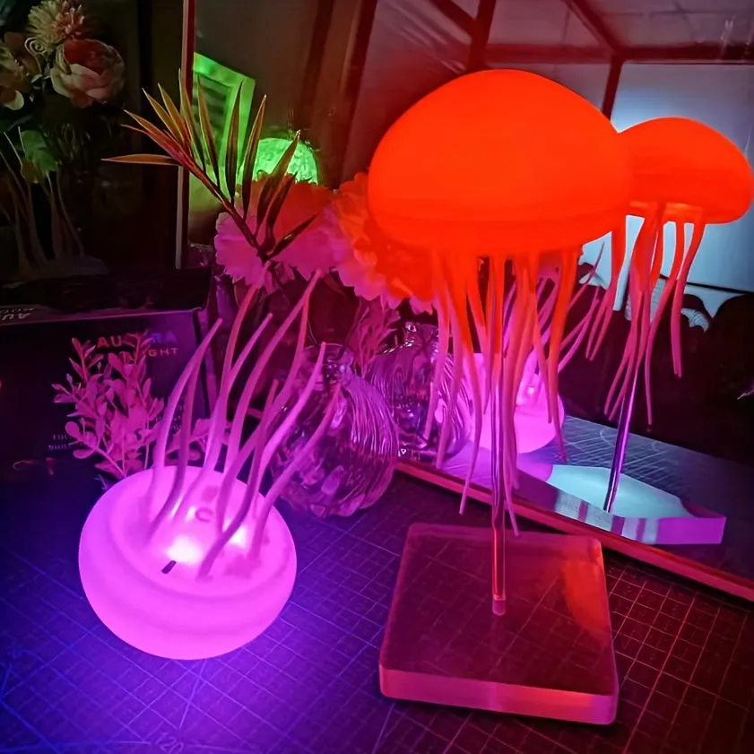 Modern Jellyfish Desk Lamps, USB Powered Adjustable Color Changing LED Night Light