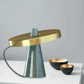 Modern Metallic 1-Head Gold Finish Desk Lamp with Aqua Marble Base