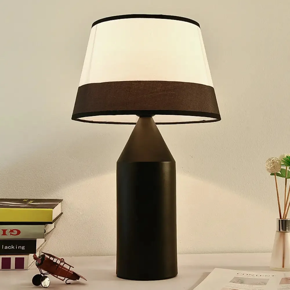 Modern Pencil Shape Desk Light Metal Bedside Lamp - 1-Bulb Nightstand Lamp in Black