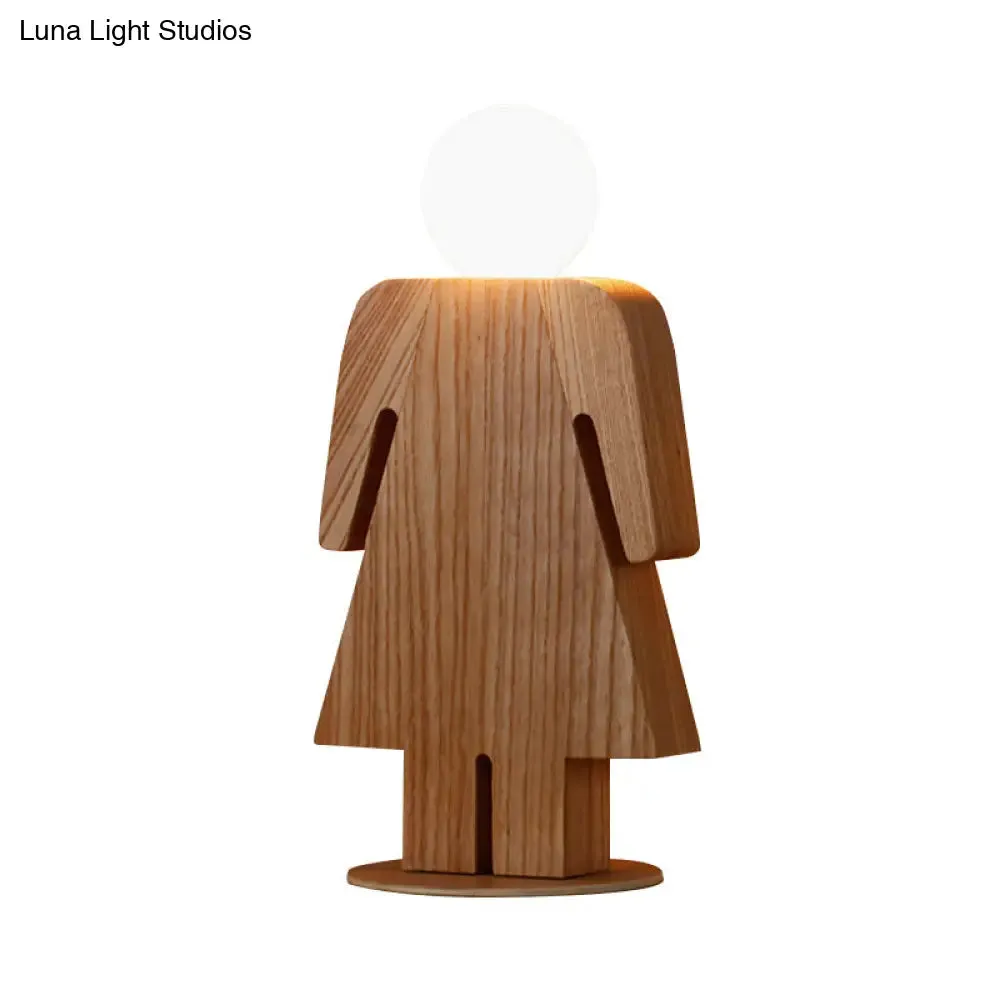 Modern Plug-In Desk Lamp: People Study Room Desk Light Wood - Beige