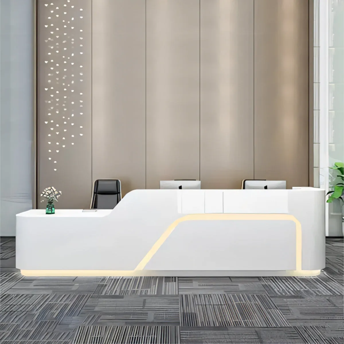Modern Straight Front Desk with LED Lights and Cabinet for Boutiques JDT-1050
