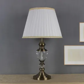 Modern White Crystal Table Lamp: Flared Design, Small Desk Light for Living Room