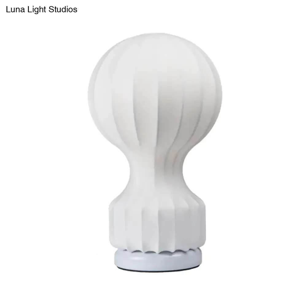 Modern White Curved Desk Lamp - Small Fabric Table Light for Living Room