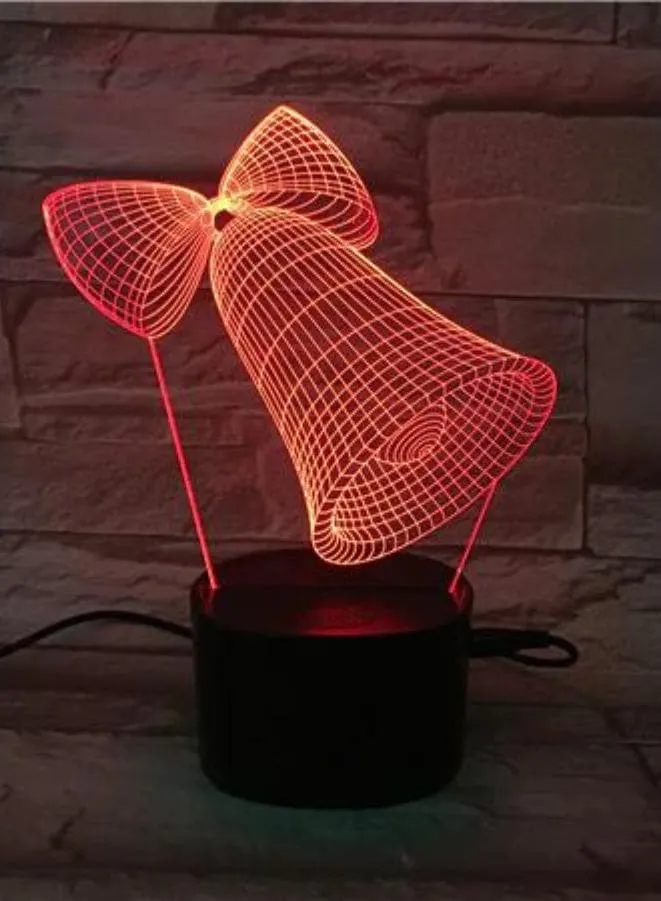 Multi-color Bell 3D Acrylic LED Light, USB Desk Lamp, 16 Color with remote, Both Battery and USB Powered