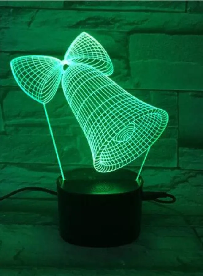 Multi-color Bell 3D Acrylic LED Light, USB Desk Lamp, 16 Color with remote, Both Battery and USB Powered