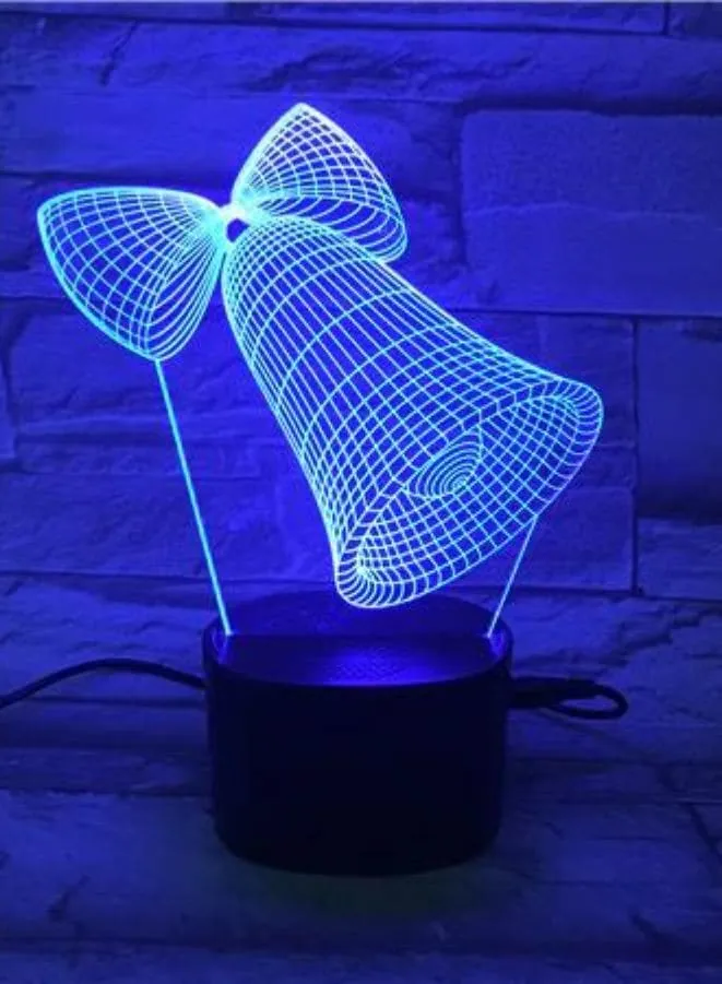 Multi-color Bell 3D Acrylic LED Light, USB Desk Lamp, 16 Color with remote, Both Battery and USB Powered