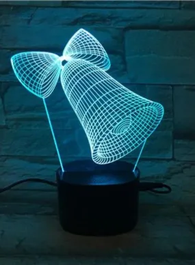 Multi-color Bell 3D Acrylic LED Light, USB Desk Lamp, 16 Color with remote, Both Battery and USB Powered