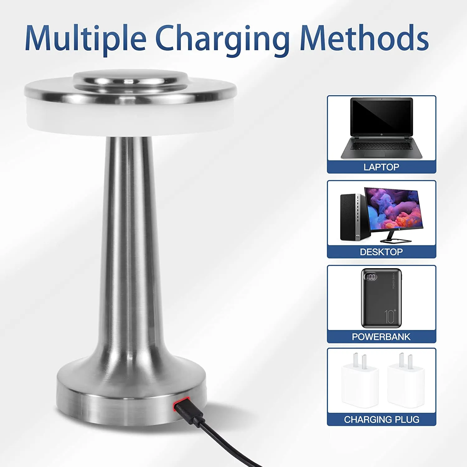 Nightstand Lamp Set of 2, Portable Table Sensor Control