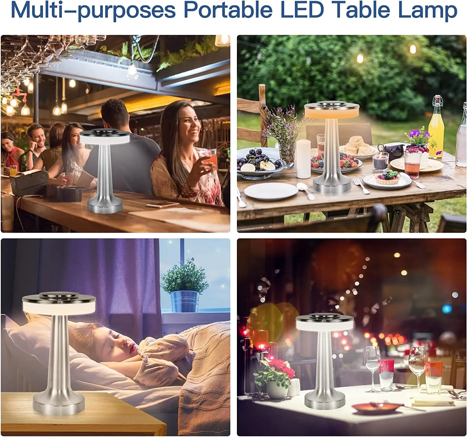 Nightstand Lamp Set of 2, Portable Table Sensor Control
