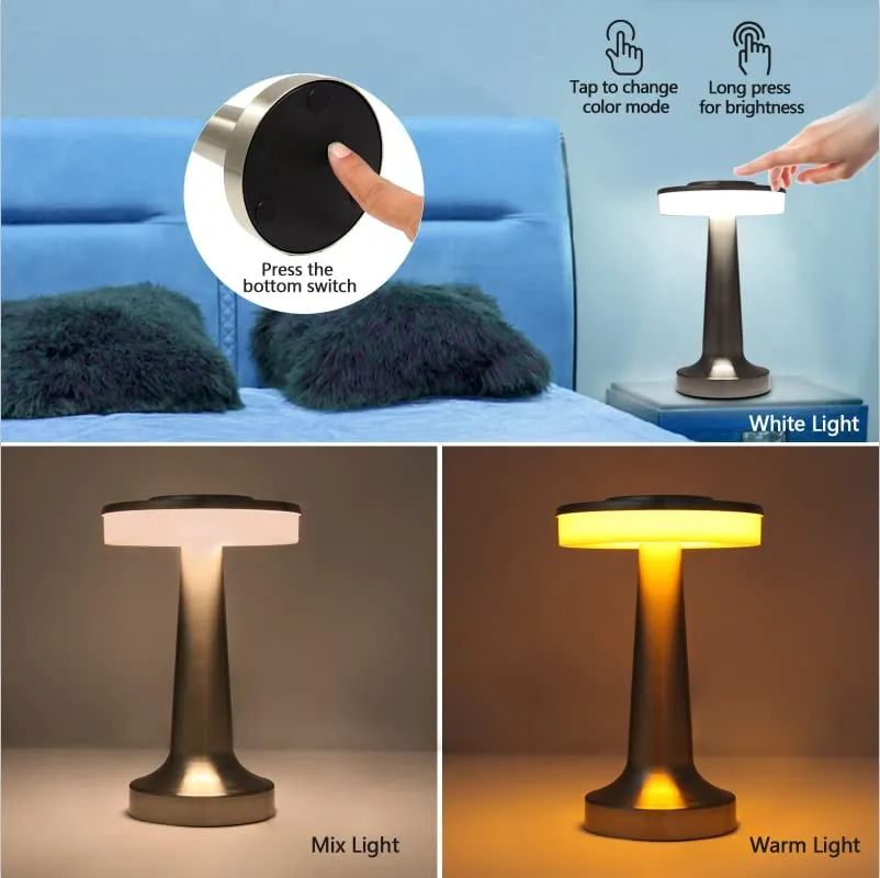 Nightstand Lamp Set of 2, Portable Table Sensor Control
