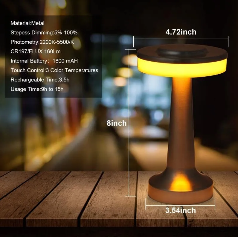 Nightstand Lamp Set of 2, Portable Table Sensor Control