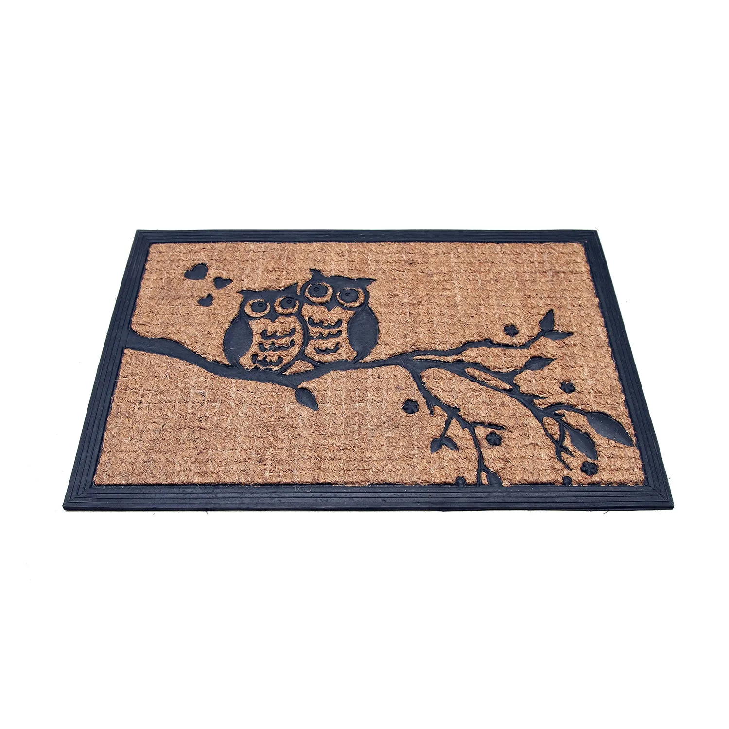 OnlyMat Owl Design Natural Coir Moulded Matting Mat