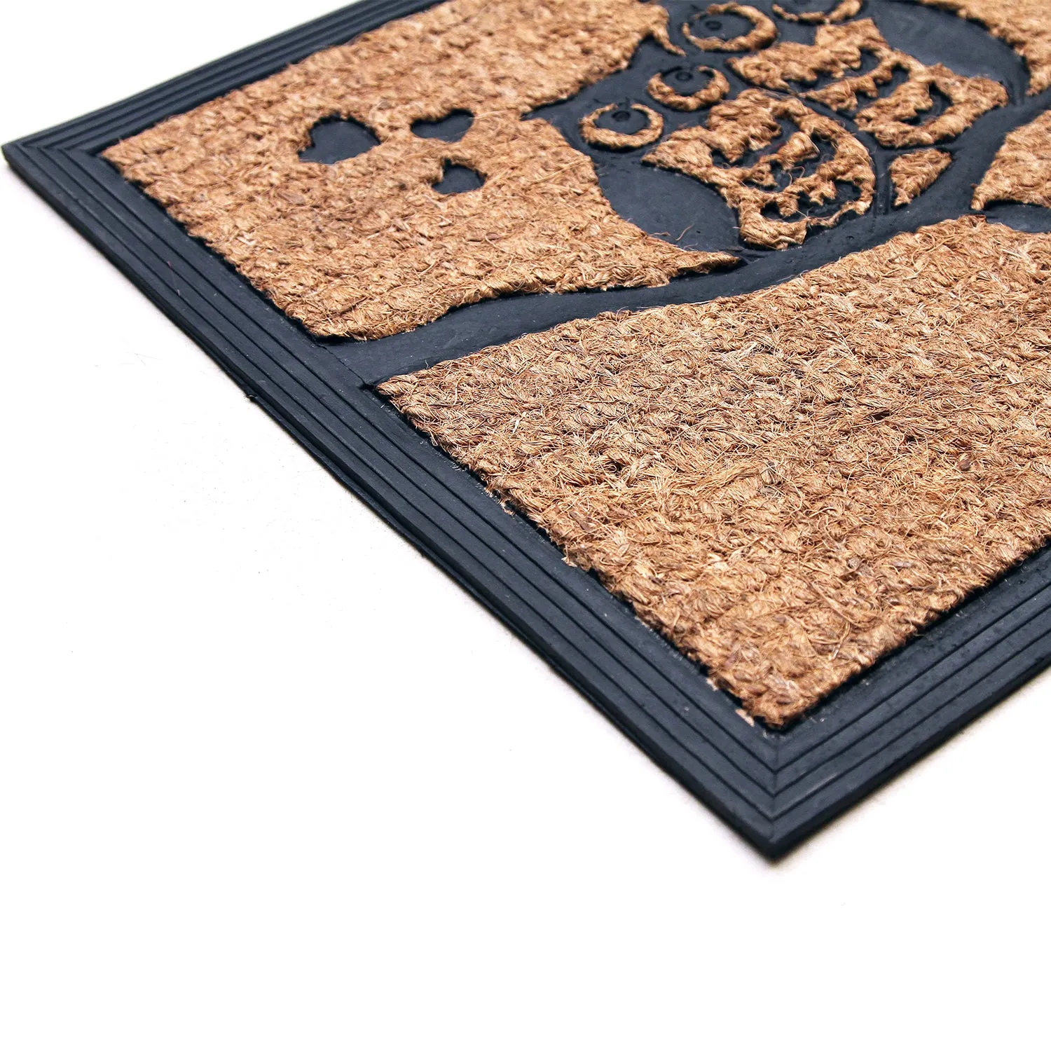 OnlyMat Owl Design Natural Coir Moulded Matting Mat