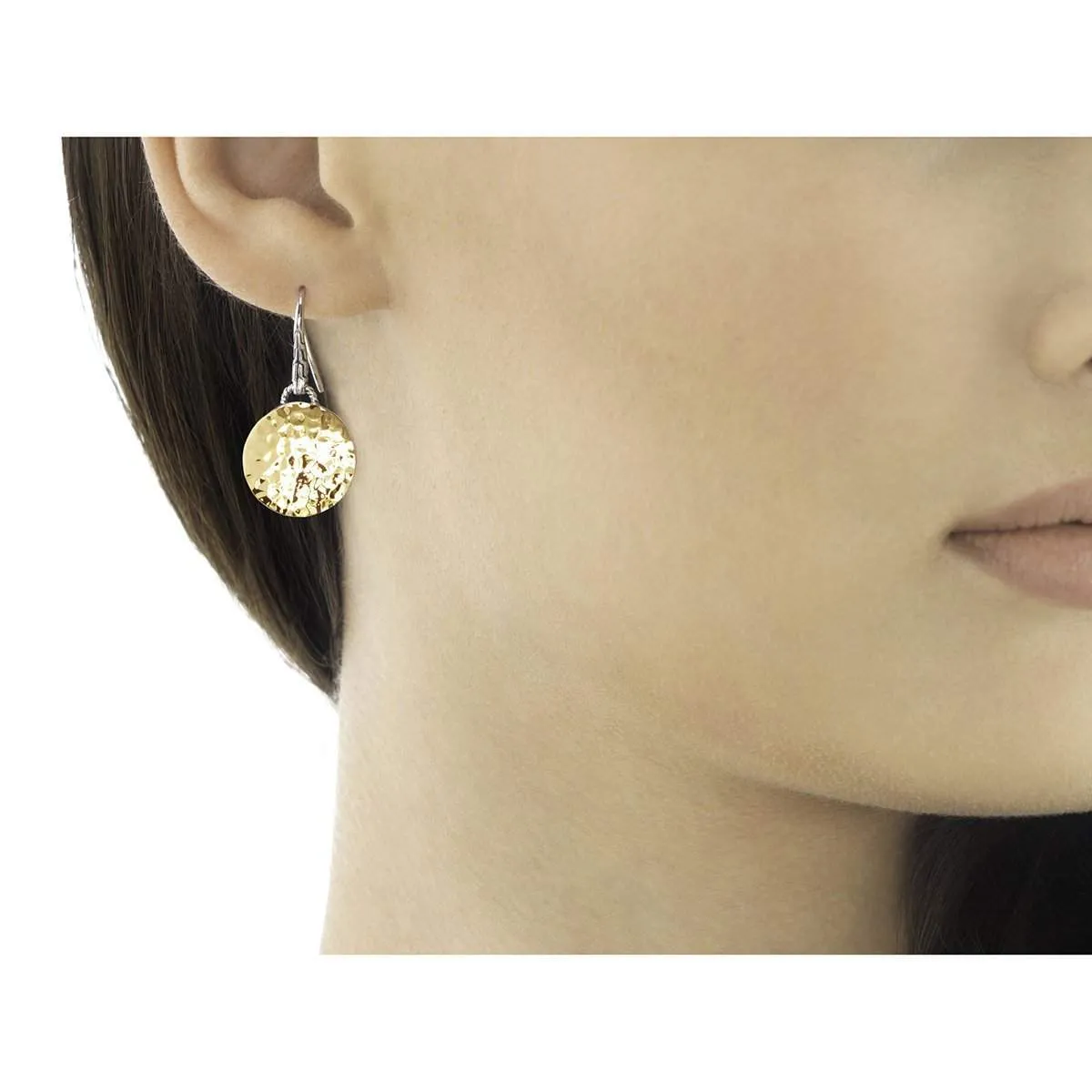 Palu Dot Hammered Gold Silver Round Drop Earrings -  EZ7154
