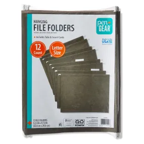 Pen   Gear Hanging File Folder, Standard Green, Letter 12 Per Pack