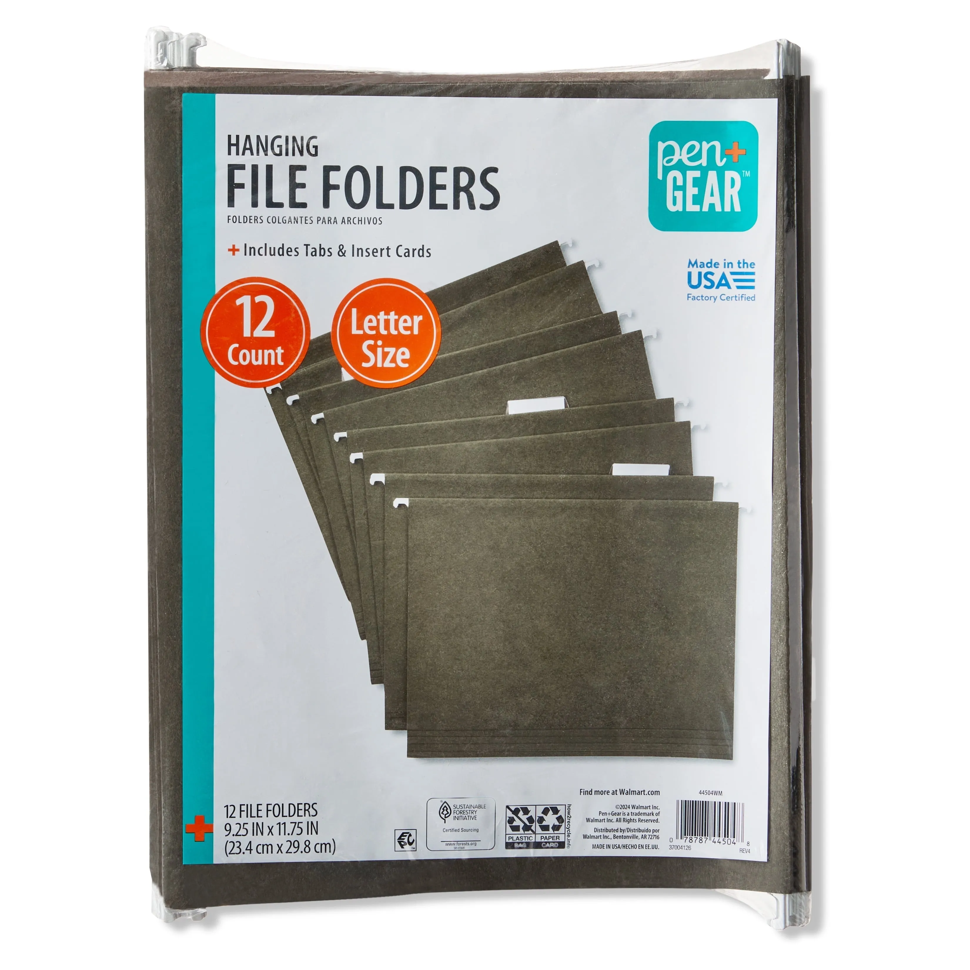 Pen   Gear Hanging File Folder, Standard Green, Letter 12 Per Pack