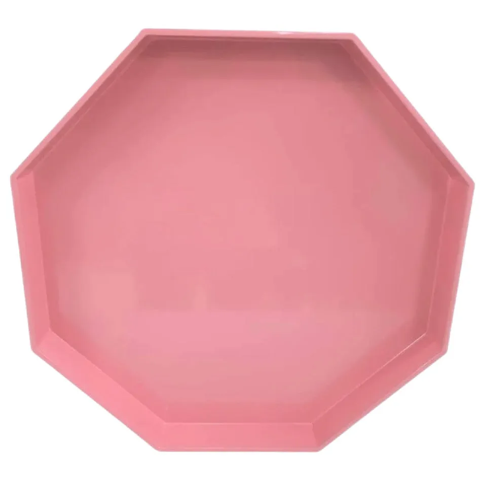 Pink Octagonal Lacquered Tray