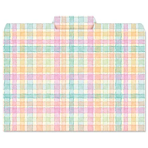 Plaids & Garden Flowers File Folders - Set of 12 (3 Designs) 1/3 Cut Staggered Tabs, Letter Size Designed Folders