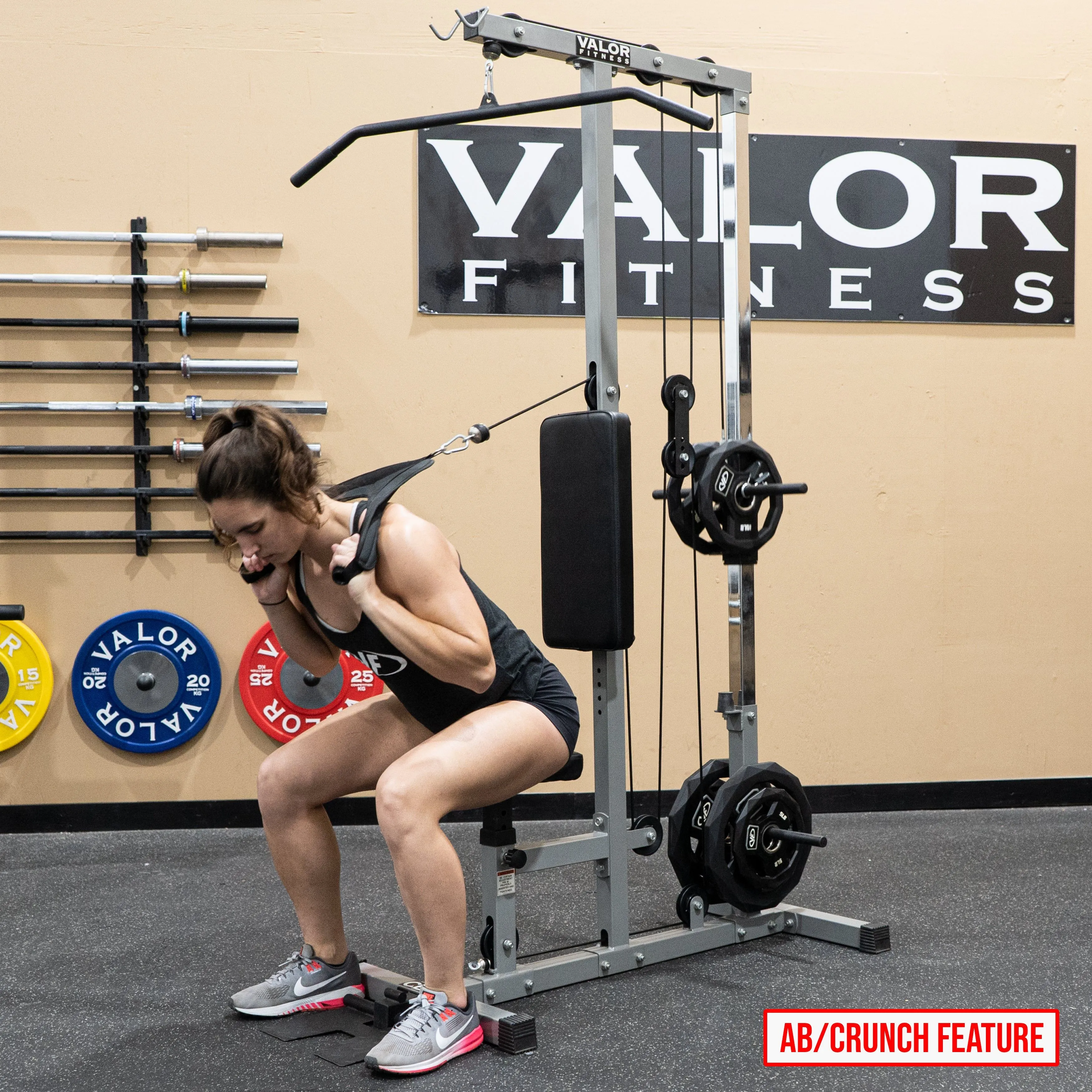 Plate Loaded Lat Pull Machine w/ Row and Ab Crunch