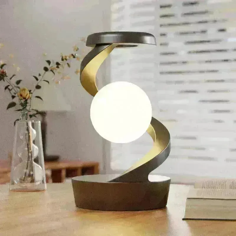 Rotating Moon Desk Night Light Wireless Phone Charging LED Night Light Decorative Desktop Night Lamp Motion Sensor Night Light