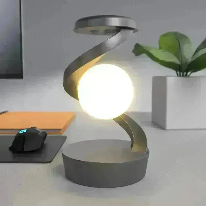 Rotating Moon Desk Night Light Wireless Phone Charging LED Night Light Decorative Desktop Night Lamp Motion Sensor Night Light