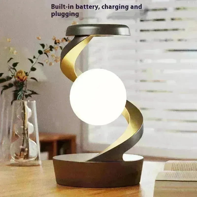 Rotating Moon Desk Night Light Wireless Phone Charging LED Night Light Decorative Desktop Night Lamp Motion Sensor Night Light