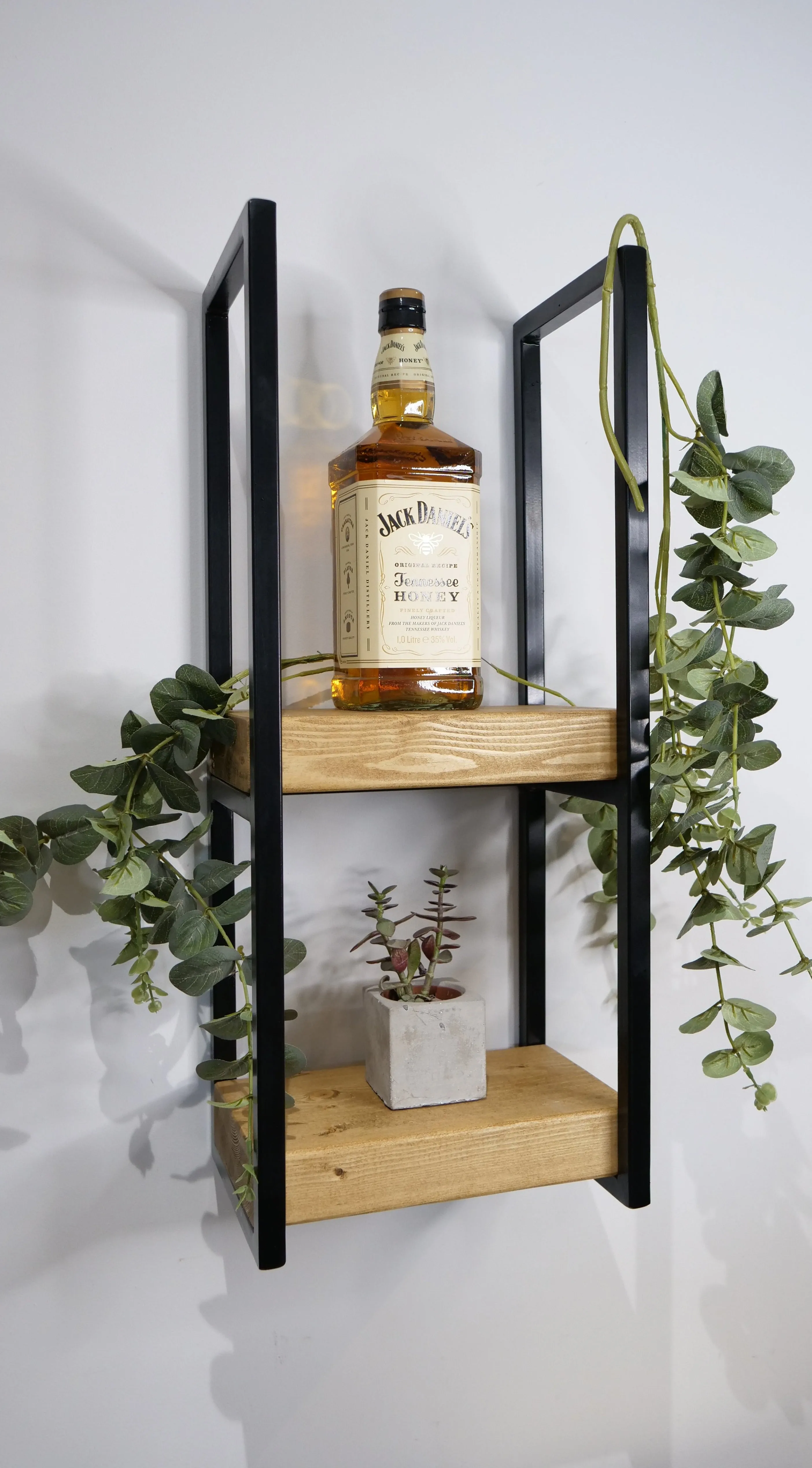 Rustic Two Tier Hanging Wall Shelving Unit