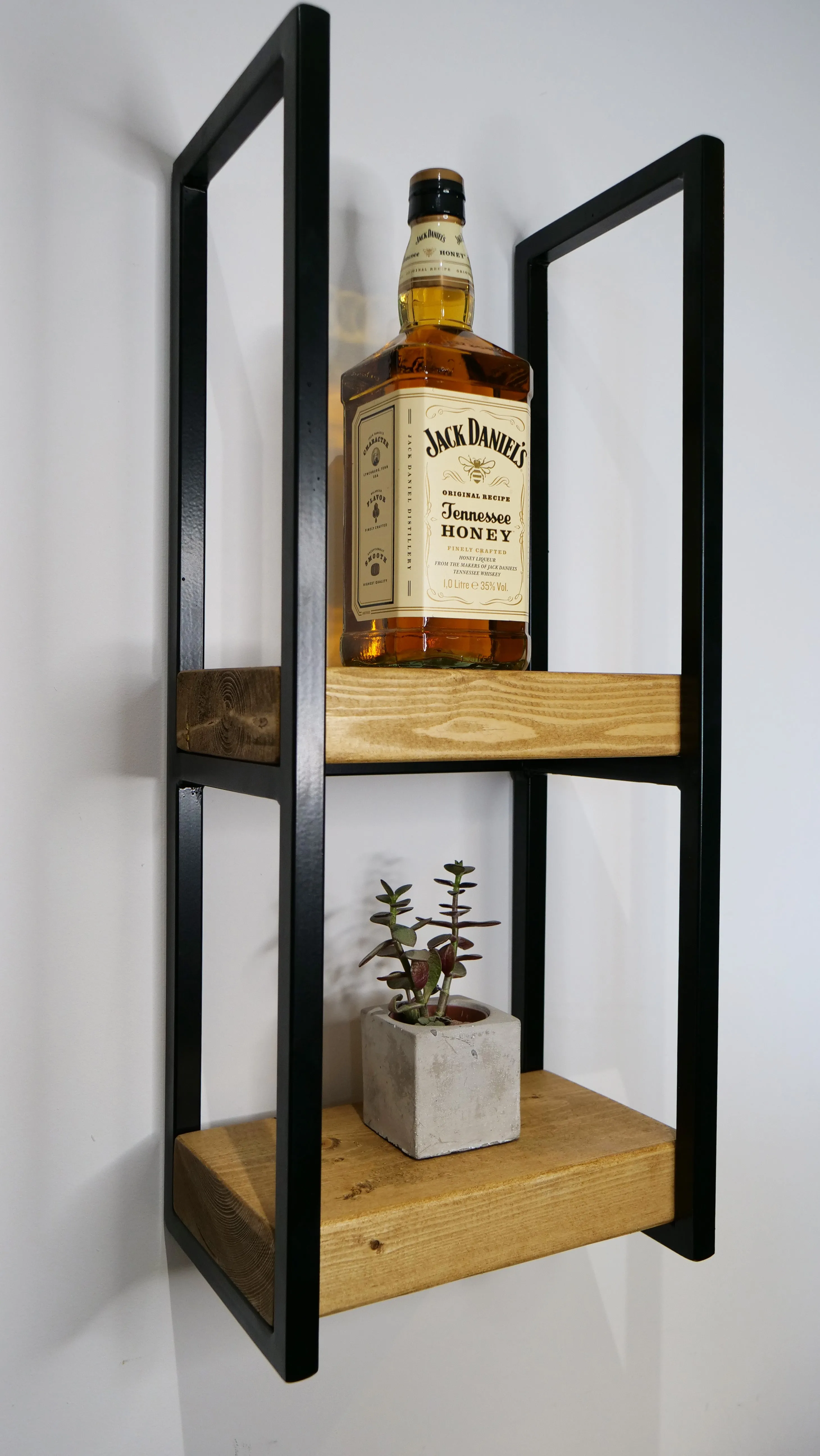 Rustic Two Tier Hanging Wall Shelving Unit