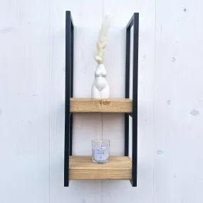 Rustic Two Tier Hanging Wall Shelving Unit