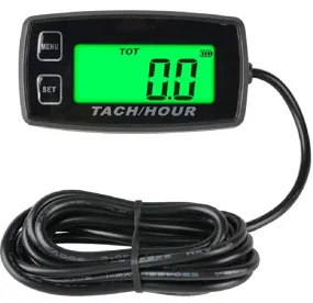 Self Powered Digital Tach - Max RPM Recall   Hour Meter Replaceable Battery