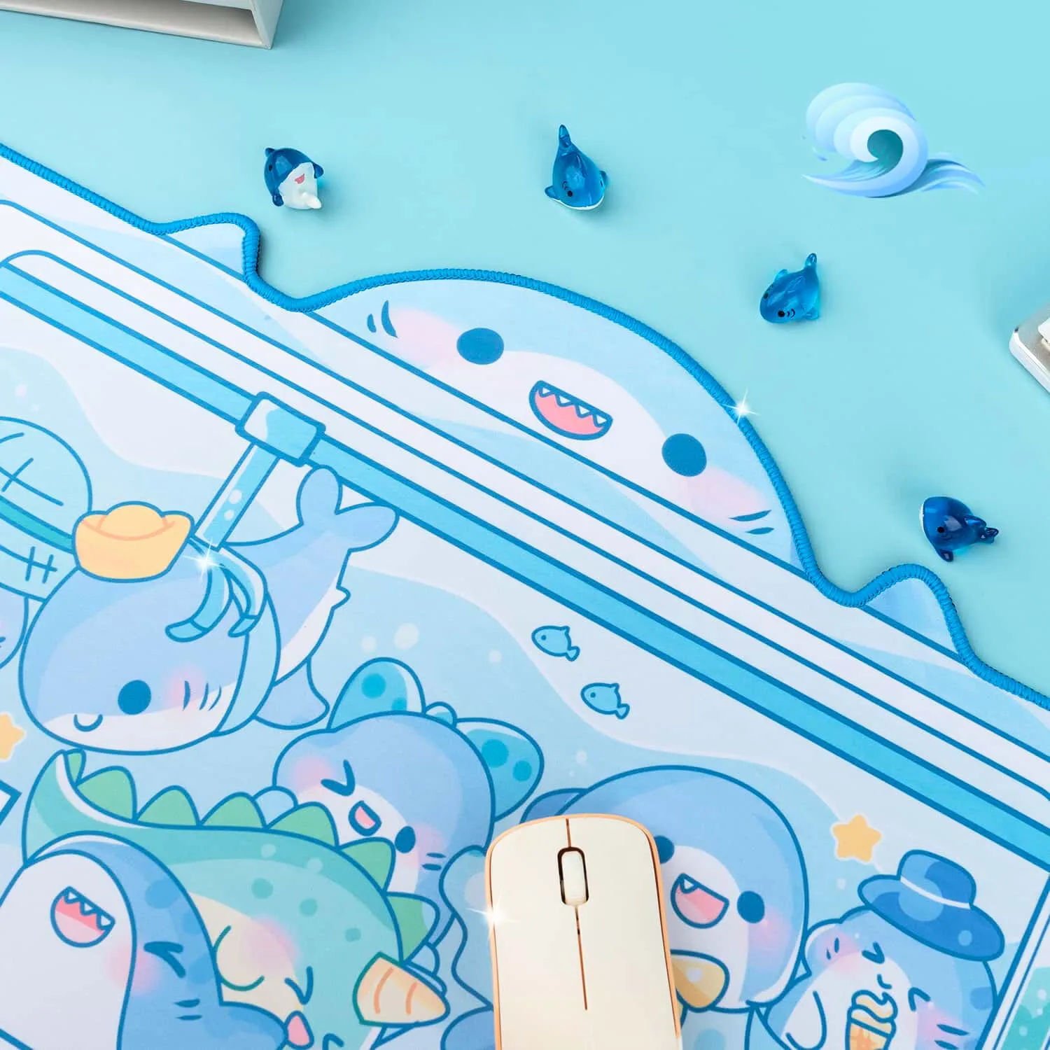 Shark Desk Pad - Cute Blue Ocean Mousepad
