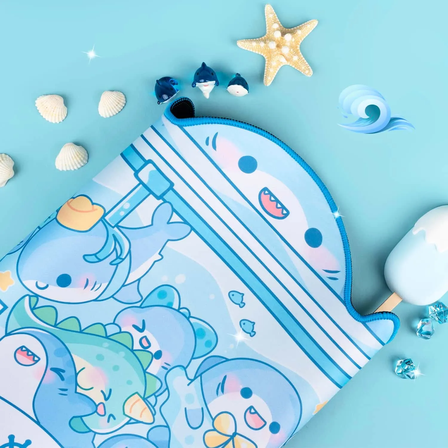 Shark Desk Pad - Cute Blue Ocean Mousepad