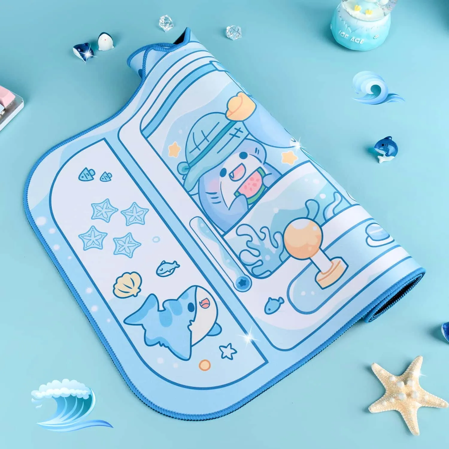 Shark Desk Pad - Cute Blue Ocean Mousepad