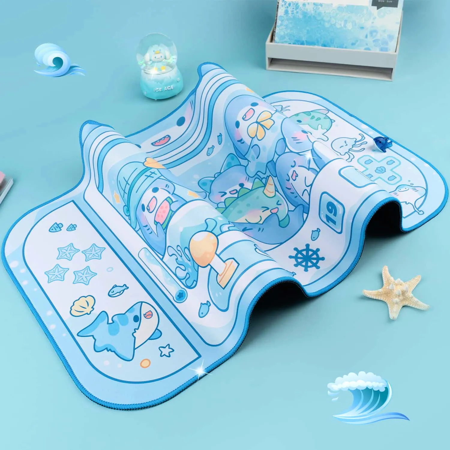 Shark Desk Pad - Cute Blue Ocean Mousepad