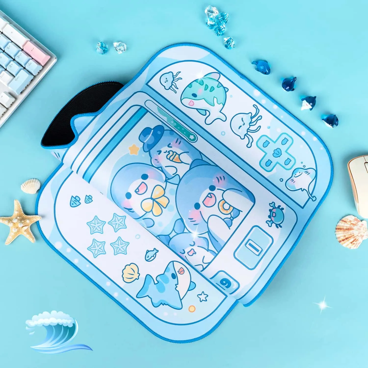 Shark Desk Pad - Cute Blue Ocean Mousepad